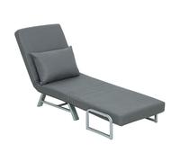 Homcom sofá cama de 1 plaza 3 en 1, sofá cama plegable tapizado en lino sintético con respaldo ajustable de 5 niveles y almohada acolchada, para oficina, dormitorio, salón, 73x78x81 cm, gris oscuro