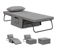 HomCom Sillón cama tapizado en lino Respaldo 5 niveles Almohada acolchada Gris oscuro