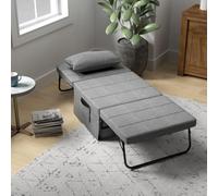 HomCom Sillón cama tapizado en lino Respaldo 5 niveles Almohada acolchada Gris oscuro
