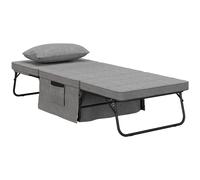 HOMCOM Sofá Cama de 1 Plaza 4 en 1, Sillón Cama Plegable, Tapizado en Lino, con Respaldo Ajustable de 5 Niveles, Almohada Acolchada, para Oficina, Dormitorio, Salón, 75x80x74 cm Gray