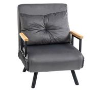 Homcom sofá cama de 1 plaza 4 en 1, sofá cama plegable tapizado en terciopelo con respaldo ajustable de 5 niveles y almohada acolchada, para oficina, dormitorio, salón, 63x73x81 cm, gris 73 cm