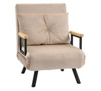 HomCom Sofá cama individual plegable 3 en 1 – Respaldo 5 niveles, almohada – Beige 63x73x81 cm