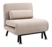 HOMCOM Sofá Cama de 1 Plaza con Respaldo Ajustable de 5 Niveles 75x70x75cm Beige Gris oscuro