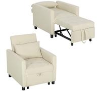HOMCOM Sofá Cama de 1 Plaza 3 en 1 Sillón Cama 69x82,5x84 cm Beige