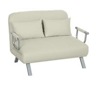 Sofá Cama De 2 Plazas De Ante Sintético Homcom 111x80x78 Cm Crema