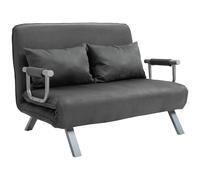 HOMCOM Sofá Cama de 2 Plaza 2 en 1, Sillón Cama Plegable Tapizado en Ante Sintético, con Respaldo Ajustable en 5 Niveles y 2 Almohadas Acolchadas, para Oficina, Dormitorio, Salón, 111x80x78 cm, Gris G