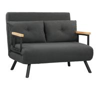 HomCom Sofá cama 2 plazas – Respaldo ajustable 5 niveles – Gris oscuro caqui