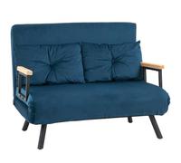 HomCom Sofá cama convertible Poliéster, espuma y acero 102x73x81 cm Azul