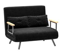HOMCOM Sofá Cama de 2 Plazas 4 en 1, Sofá Cama Plegable Tapizado en Terciopelo con Respaldo Ajustable de 5 Niveles y Almohadas Acolchadas, para Oficina, Dormitorio, Salón, 102x73x81 cm, Gris Black 102