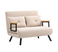 HOMCOM Sofá Cama de 2 Plazas Sofá Cama Plegable Tapizado en Terciopelo con Respaldo Ajustable de 5 Niveles y Almohadas Acolchadas para Oficina Dormitorio Salón 102x73x81 cm Beige