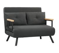 HOMCOM Sofá Cama de 2 Plazas 4 en 1 Sofá Cama Plegable Tapizado en Borreguito con Respaldo Ajustable de 5 Niveles y Almohadas Acolchadas para Oficina Dormitorio Salón 102x73x81 cm Gris Oscuro