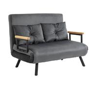 Sofá Cama De 2 Plazas De Terciopelo Homcom 102x73x81cm Gris