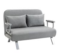 HOMCOM Sofá cama de 2 plazas con reposabrazos Sofá cama 3 en 1 cama de invitados colchón plegable cama plegable chaise longue multifunción simil ante gris claro 111 x 80 x 78 cm Light gray 111a x 80t