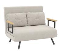 HOMCOM Sofá cama 2 plazas 4 en 1, tapizado en terciopelo, respaldo 5 niveles, beige