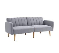 HomCom Sofá cama 3 plazas en tela – respaldo ajustable 3 posiciones, reposabrazos desmontables, gris