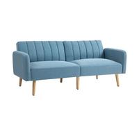 HomCom Sofá cama 2 plazas Moderno 173x75x73 cm Tapizado lino sintético Respaldo 3 niveles Azul claro