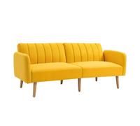 HomCom Sofá cama 2 plazas Tela, espuma y madera 173x75x73 cm Amarillo
