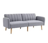 HomCom Sofá cama 3 plazas en tela – respaldo ajustable 3 posiciones, reposabrazos desmontables, gris