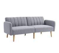 HomCom Sofá cama 3 plazas en tela – respaldo ajustable 3 posiciones, reposabrazos desmontables, gris