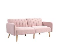 HomCom Sofá cama 2 plazas Moderno 173x75x73 cm plegable, reposabrazos desmontables, rosa