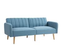 HOMCOM Sofá Cama de 2 Plazas Moderno 173x75x73 cm Sofá Cama Plegable Tapizado en Lino Sintético con Respaldo Ajustable en 3 Niveles y Reposabrazos Desmontables para Salón Oficina Azul Claro