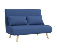 Homcom sofá cama de 2 plazas plegable 3 en 1, sofá cama, con respaldo ajustable 5 posiciones, tapizado en lino, 2 almohadas, para dormitorio, salón, azul oscuro