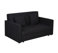 HOMCOM Sofá Cama de 2 Plazas Tapizado en Algodón con 2 Cojines Desmontables y Base de Almacenaje 152x101x81 cm Gris Carbón Aosom España