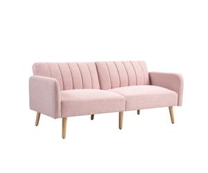 HOMCOM Sofá Cama de 2 Plazas Tapizado en Lino Sintético con Respaldo Ajustable y Reposabrazos Desmontables 173x75x73 cm Azul cielo
