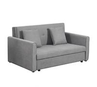HomCom Sofá cama 2 plazas Tapizado en poli-algodón con 2 cojines y almacenaje Gris 152x101x81 cm