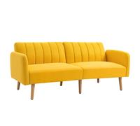 HOMCOM Sofá Cama de 2 Plazas Tela con Respaldo Ajustable en 3 Posiciones Reposabrazos Desmontables y Patas de Madera Sofá Doble Moderno para Salón Oficina 173x75x73 cm Yellow