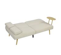 HOMCOM Sofá Cama de 3 Plazas con Mesa Auxiliar 3 en 1 con Respaldo Ajustable Apertura Clik-Clak 196x86x81 cm Beige Beige