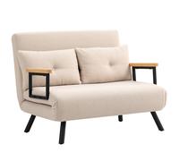 HOMCOM Sofá Cama Doble 2 Plazas 3 en 1 Sillón Cama Con Almohadas Plegable Ajustable 102x73x81cm Beige crema Aosom España
