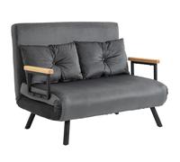HOMCOM Sofá Cama Doble Pequeña Plegable 4 en 1 Sillón Cama 2 Plazas Respaldo Ajustable 5 Niveles Almohadas 102x73x81cm Gris Aosom España
