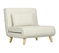 HOMCOM Sofá Cama Individual 3 en 1 con Respaldo Ajustable y Cojín 90x78x79 cm Crema-72x78x79 cm
