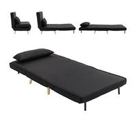 HOMCOM Sofá Cama Individual 3 en 1 Respaldo Ajustable 6 Posiciones Negro