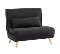 Homcom sofá cama individual 3 en 1, sillón cama plegable con respaldo ajustable en 6 posiciones, asiento amplio, almohada acolchada, patas de madera, carga 120 kg, 94x78x80 cm, negro