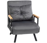 HOMCOM Sofá Cama Individual Plegable Silla Cama Convertible 3 en 1 con Respaldo Ajustable de 5 Niveles y Almohada Acolchada para Oficina Dormitorio Salón Carga 120 kg 63x73x81 cm Azul/Beige Grey 63 x