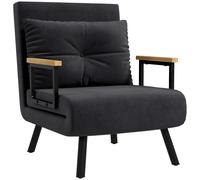 HOMCOM Sofá Cama Individual Plegable Silla Cama Convertible 4 en 1 Respaldo Ajustable de 5 Niveles y Almohada 63x73x81 cm Negro Aosom España