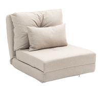 HOMCOM Sofá Cama Individual Plegable Tapizado en Lino Respaldo Ajustable Beige