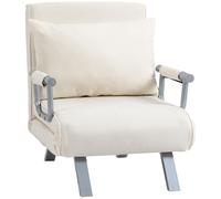 HOMCOM Sofá Cama Individual Sillón Cama Individual Sillón Reclinable con Almohada para Salón Dormitorio 65x69x80 cm Crema Aosom España