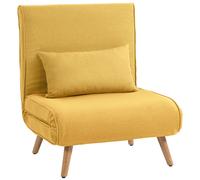 HOMCOM Sofá Cama Individual Sofá Cama Plegable con Respaldo Ajustable 5 Posiciones Tapizado con Cojín 72x75x85 cm Amarillo Aosom España