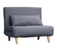 HOMCOM Sofá Cama Individual Sofá Cama Sofá Plegable Respaldo Ajustable Tumbona Nórdico Escandinavo Casa de Espuma 25D Imitación Lino Madera de Abeto Gris 94 x 78 x 80 cm Gray 94l x 78a x 80h cm