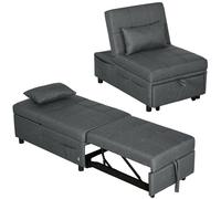 HOMCOM Sofá cama multifuncional 4 en 1, sillón cama abatible con respaldo ajustable y cojín