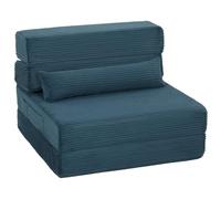 HOMCOM Sofá Cama Plegable 3-en-1 Sillón 1 Plaza Convertible Azul