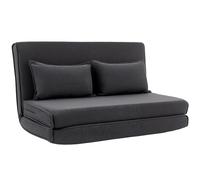 HOMCOM Sofá-Cama Plegable, Butaca 2 Plazas Convertible Terciopelo Acanalado, Respaldo Regulable, Asiento Amplio, 2 Cojines, Gris
