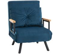 HOMCOM Sofá Cama Plegable Convertible 4 en 1 Respaldo Ajustable 63x73x81 cm Azul