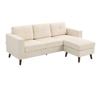 HOMCOM Sofá Chaise Longue Reversible 3 Plazas 192x137x84 cm Crema