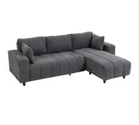 HOMCOM Sofá Chaise Longue Reversible de 3 Plazas 2 Almohadas Tapizado en Lino Marco de Acero 242x156x87 cm Gris Oscuro