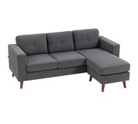 HOMCOM Sofá Chaise Longue Reversible de 3 Plazas Tapizado en Pana Marco de Acero para Espacios Reducidos Gris Oscuro Gris oscuro