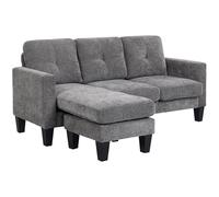 HOMCOM Sofá Chaise Longue Reversible en Forma de L 186x130x84cm Gris Oscuro